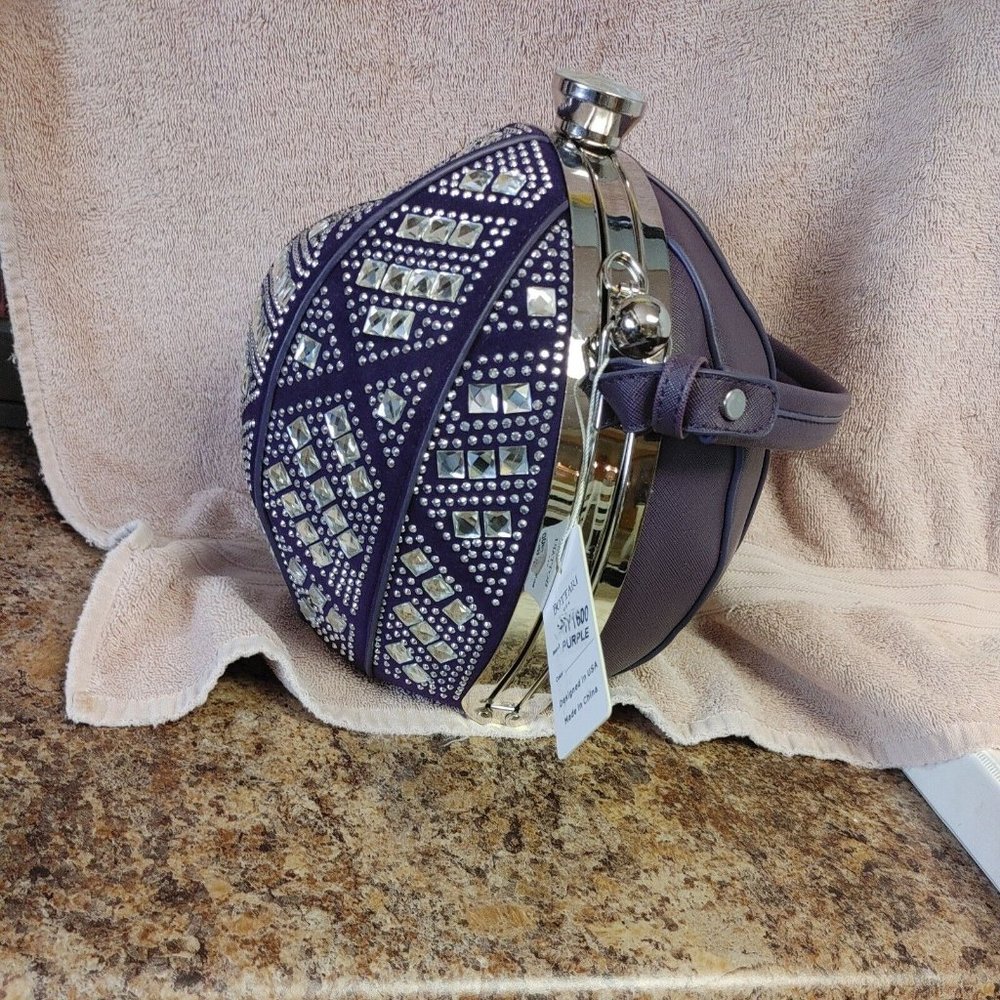 Handbag Bottari Large Disco Ball Bag Silvertone Hardware Detachable Crossbody...